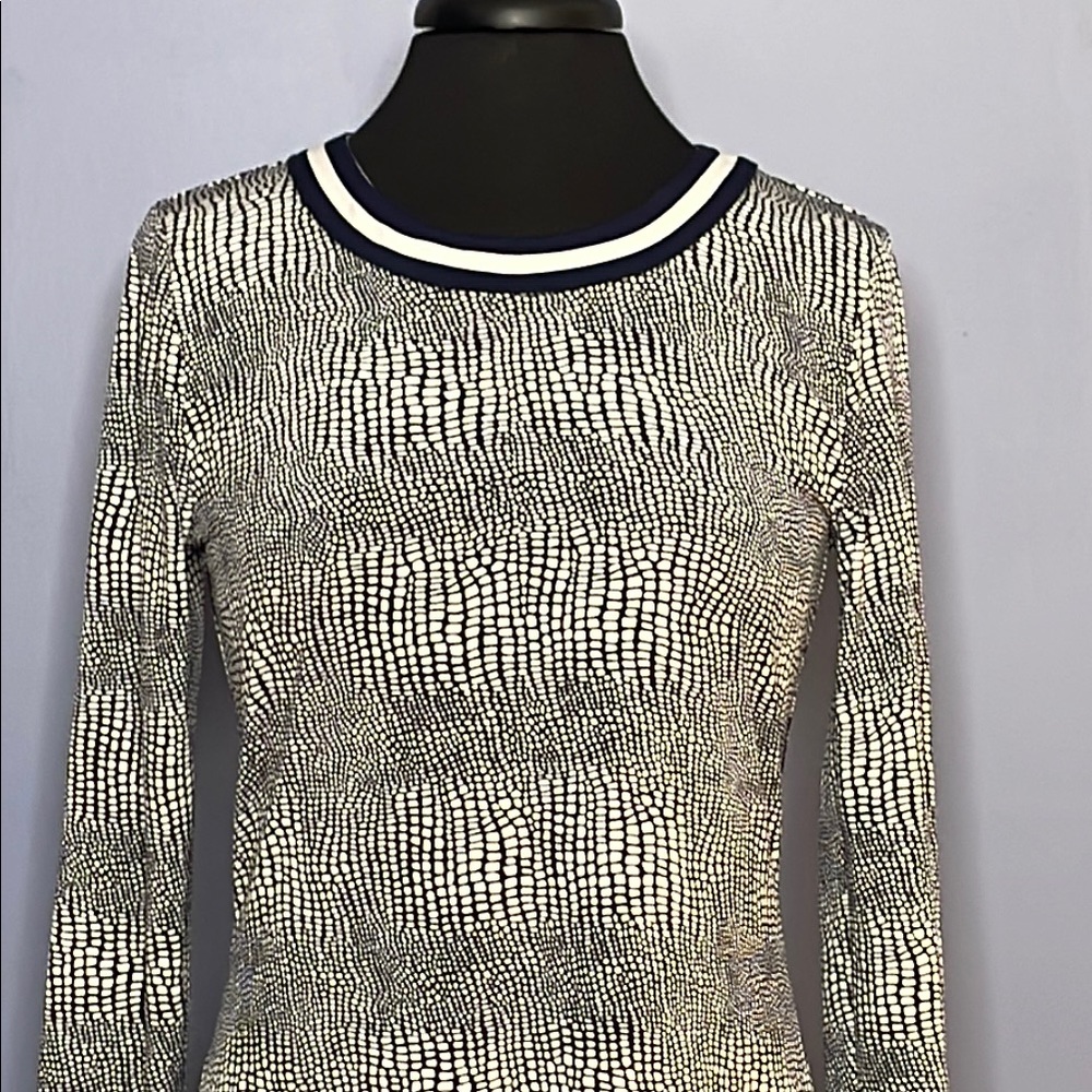 MICHAEL Michael Kors Blue & White Mottled Knit Knee-Length Dress Size Medium - Picture 2 of 10